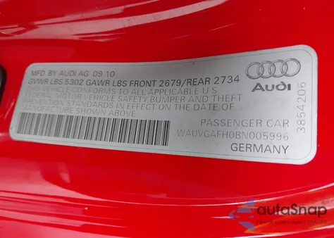 2011 Audi S5 Prestige from USA, damaged, VIN WAUVGAFH0BN005996